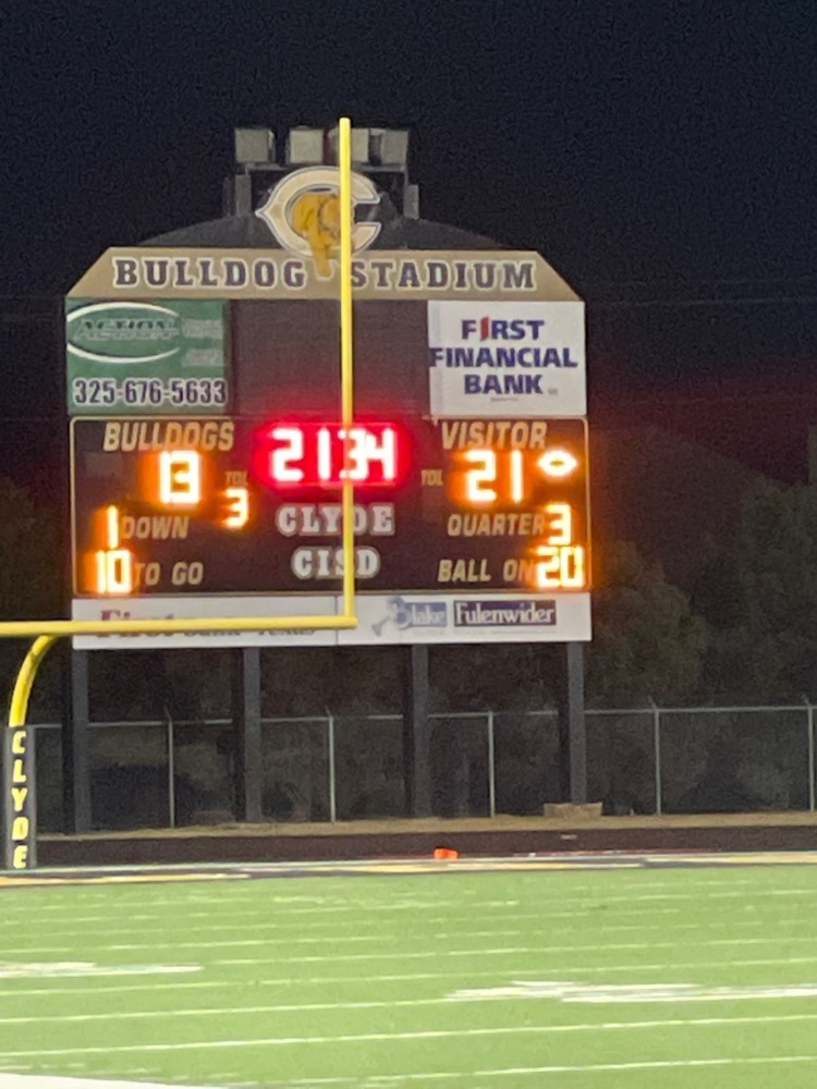 halftime score vs. Clyde