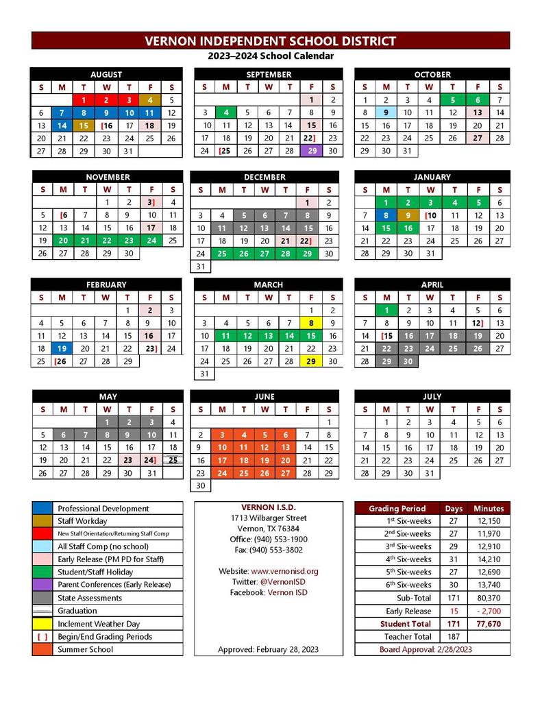 2023-2024 School Calendar